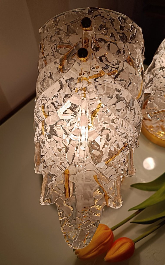 Image 1 of MURANO Par de refinadas lámparas de mesa de cristal artístico de Murano - hechas a mano - fabricadas en Italia / NUEVAS