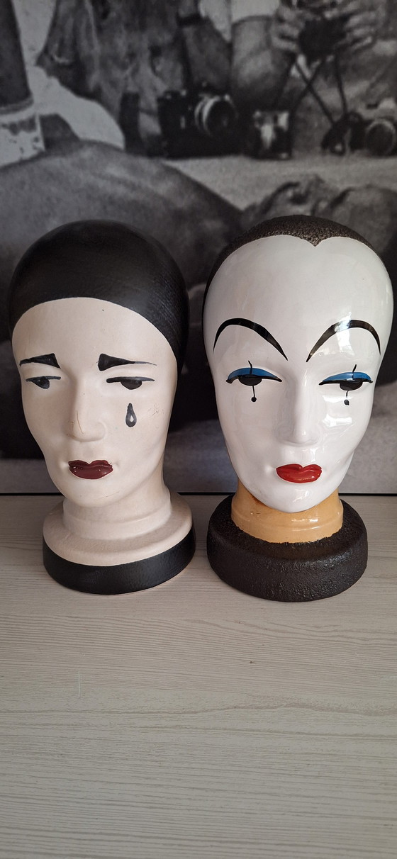 Image 1 of Têtes de Pierot vintage d'Allemagne de l'Ouest