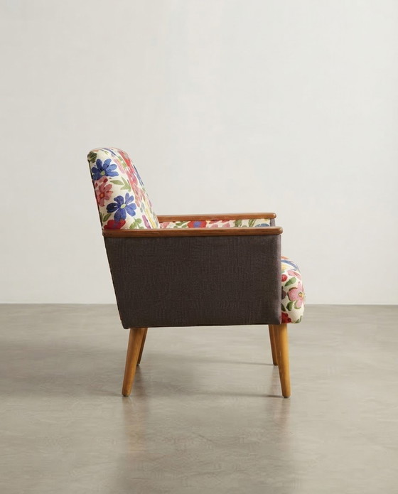 Fauteuils lounge Mid-Century Modern à motif floral, lot de 2 – Chaises & fauteuils, Bois, Retro (photo 3 of 3)