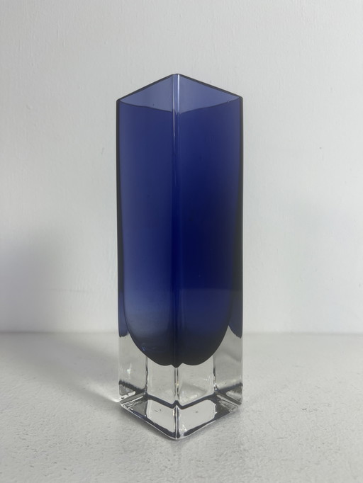 Muranoglas Blockvase blau Italien vintage