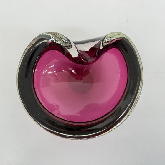 Image 1 of Set of 3 murano summerso pink glass bowls , 1970s