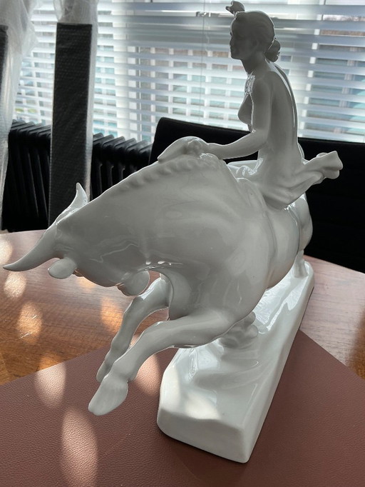 >>> Donna sul toro (Herend) RARA ❗️statua di grandi dimensioni <<