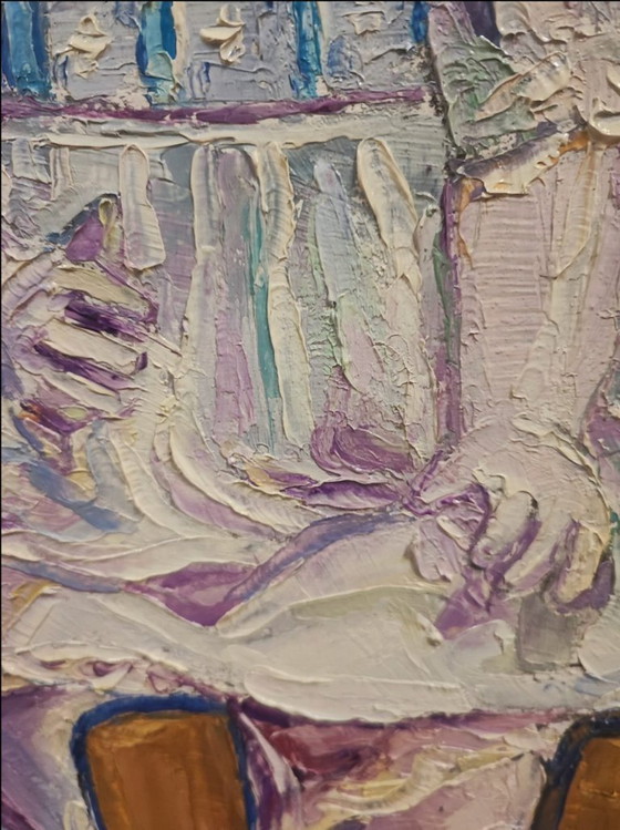 Image 1 of Oil on canvas Still Life with Porcelain Doll - Impressionist School 20th Century - Art and Decoration