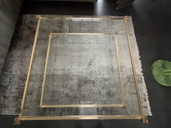 Image 1 of Originele Pierre Vandel Paris Salontafel – Hollywood Regency – Lucite & Messing