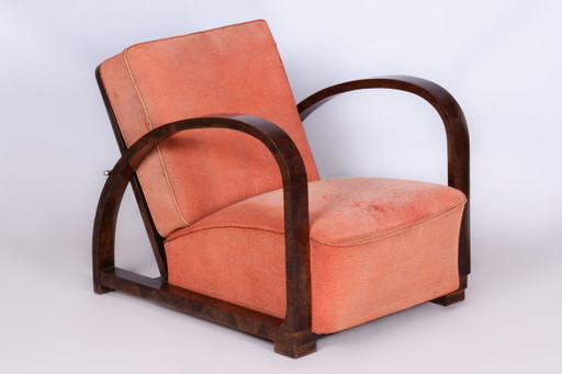 Sillón reclinable Art Déco restaurado, de J. Halabala, UP Závody, República Checa. Década de 1920. – fauteuils, Metal