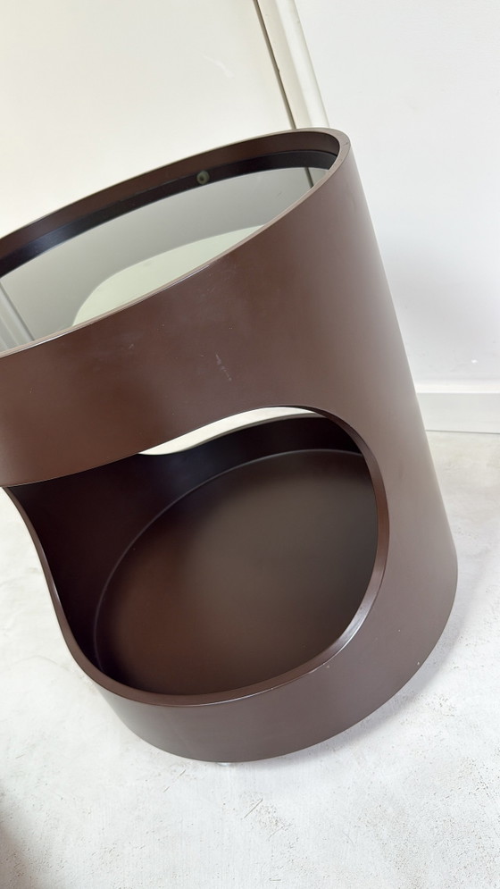 Vintage Space Age Dark Brown Luna Trolley Opal Furniture – Opal Möbel, Side tables, Plastic, Glass (photo 6 of 7)