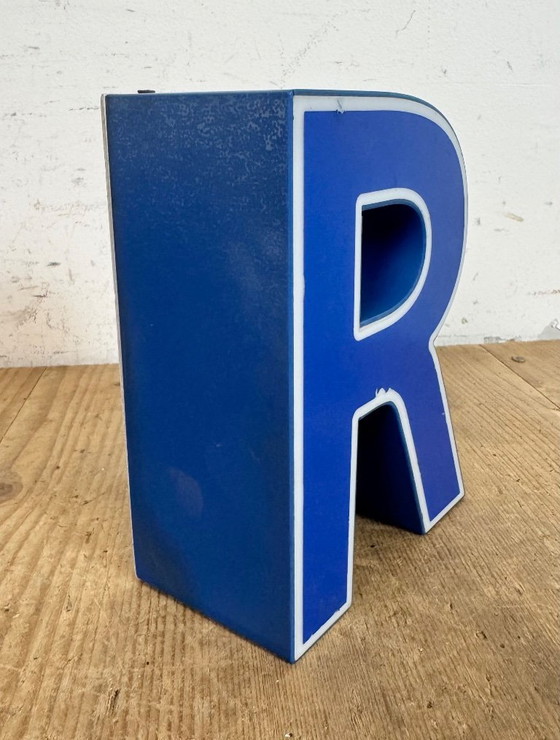 Image 1 of Vintage Blue Plastic Illuminated Letter R, 1970s
