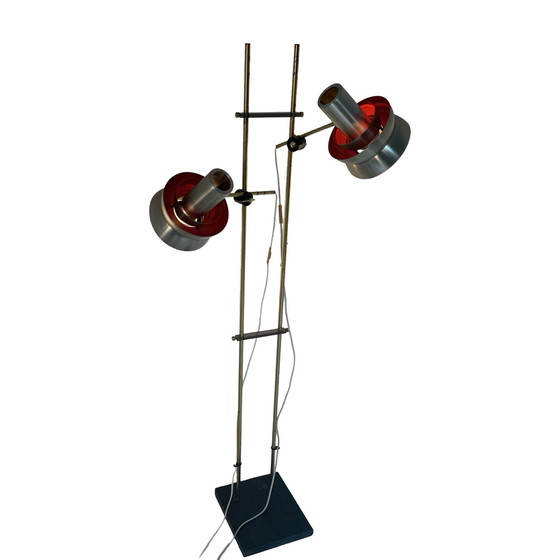 Image 1 of Carl Thore - Floor lamp - Double armed - Natural stone base, brass uprights - ca. 1970’s - Denmark