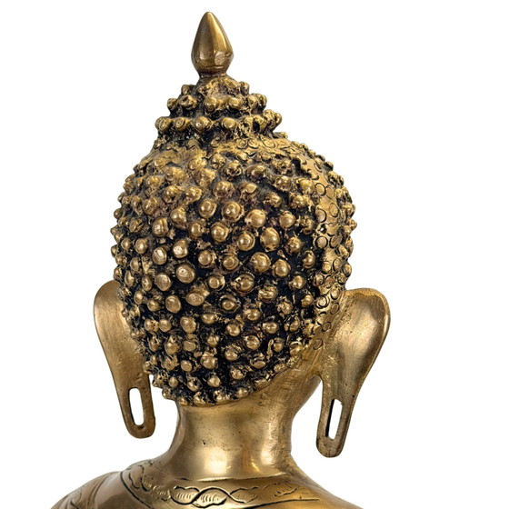 Antiek Tibetaans-Himalaya Shakyamuni Boeddha Brons – 17e/18e Eeuw – 56 cm – Beeldhouwkunst, Bronze, Brass (photo 11 of 11)
