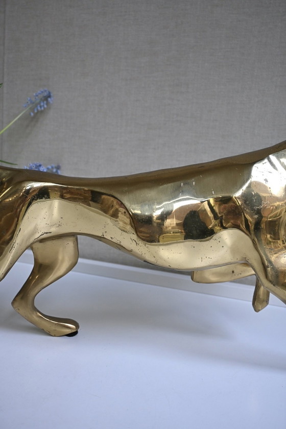 Image 1 of Hollywood Regency XL vintage brass dog statue