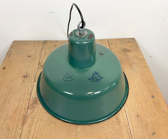 Image 1 of Industrial Petrol Enamel Pendant Lamp, 1960s