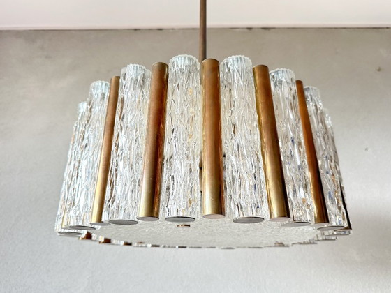Vintage Kaiser Leuchten Chandelier – Glass, Brass (photo 8 of 12)