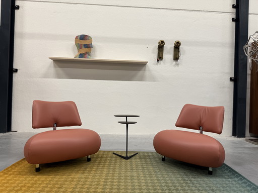 2 Leolux Pallone Fauteuil Senso cuir rose