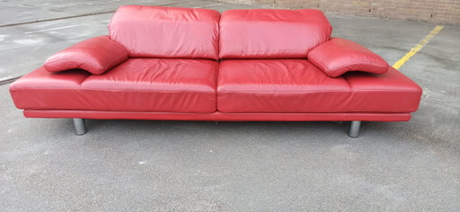 Rolf Benz Red Leather Postmodern Sofa