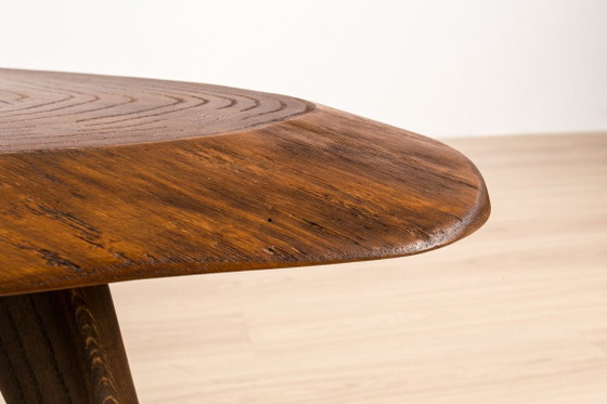 Brutalist Solid Oak Slab Coffee Table, Central Europe, 1960s–1970s – Wood (photo 9 of 9)