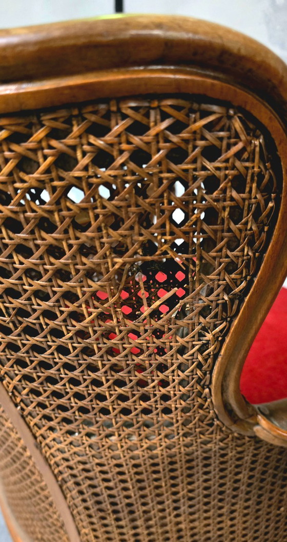 Image 1 of Coppia di poltrone in stile Luigi XV in legno e rattan