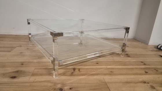 Vintage Coffeetable, Plexiglas Met 2 Glazen Leggers '80's – Salontafels (photo 5 of 15)
