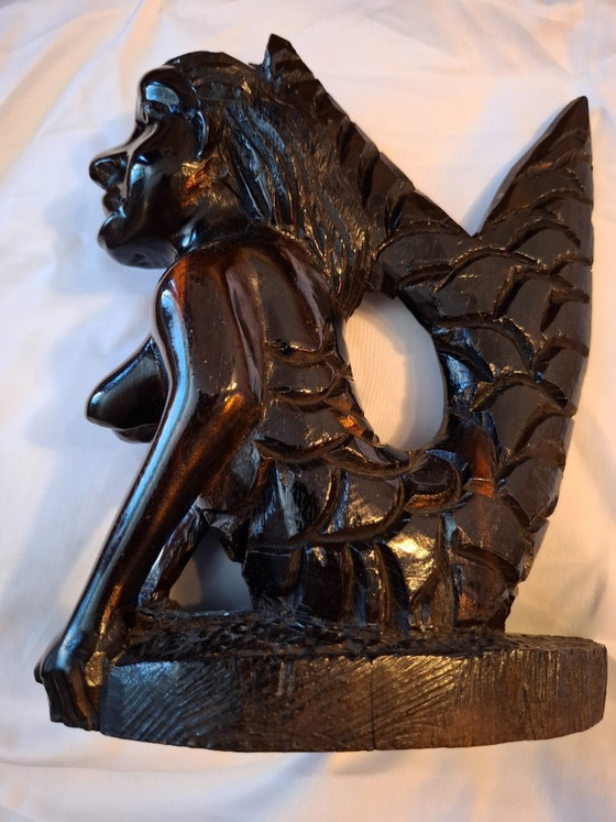 Image 1 of Meerjungfrauen-Holzstatue aus der Mitte des 20. Jahrhunderts