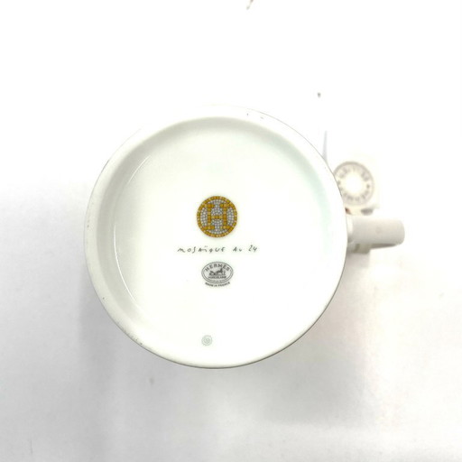 Tazza in porcellana HERMÈS Mosaique au 24 Mosaico Oro con scatola
