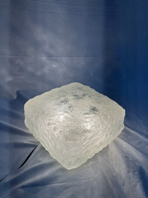 Vintage ice glass square ceiling lamp 70s design