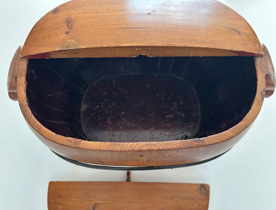 Image 1 of Cubo de arroz antiguo chino de madera con tapa