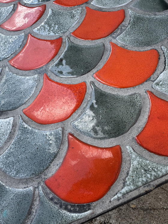 Image 1 of 1950s ceramic coffee table with scale pattern