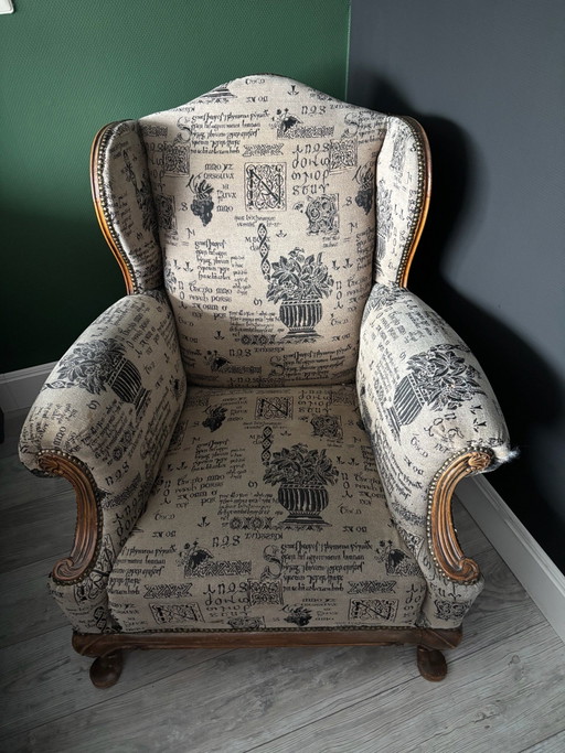 Antique armchair with unique upholstery