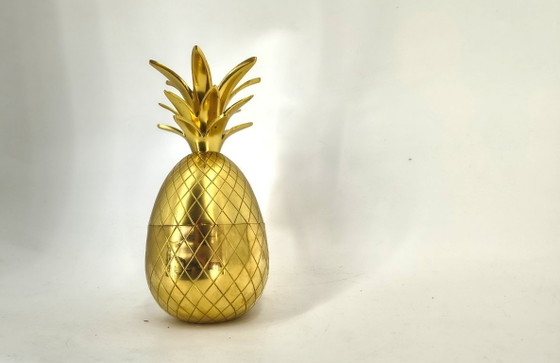 Image 1 of Seau à glace vintage en laiton en forme d'ananas, années 1970