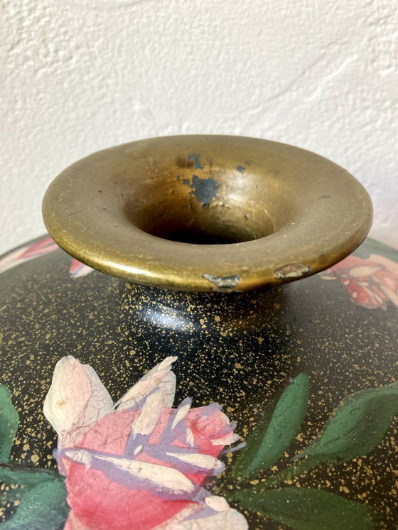 Image 1 of Signierte Terrakottavase mit Rosenmotiven, Frankreich, 1950er-1960er Jahre