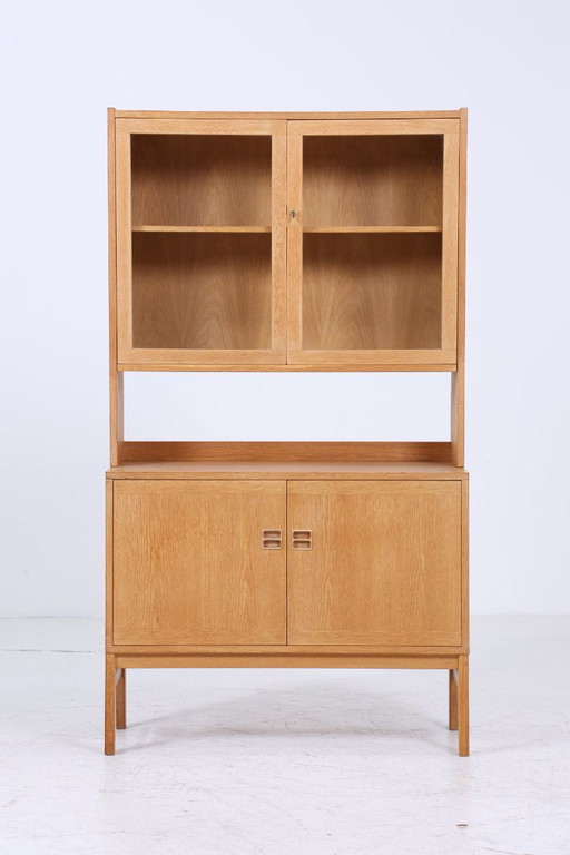 Vintage display cabinet 60s | Mid - Century glass cabinet retro shelf wood storage #05-92
