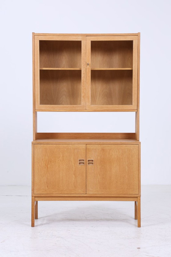 Image 1 of Vintage vitrinekast 60s | Mid Century glazen kast retro plank hout opslag #05-92