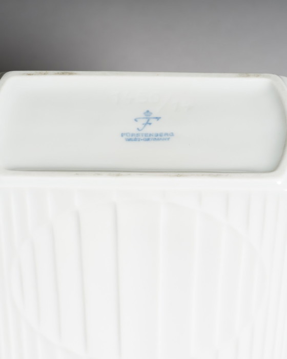 Image 1 of Architectural Pairing: Two White Porcelain Vases by Fürstenberg, West Germany, 1970s