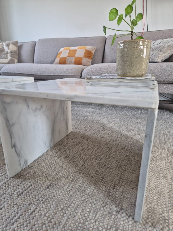 Image 1 of 2x vintage Carrara marble coffee tables