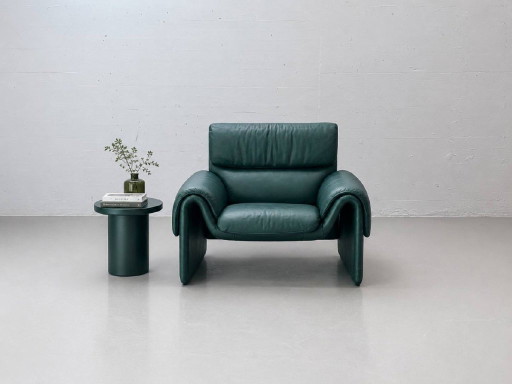 Poltrona De Sede DS-2011 in pelle, verde petrolio, Svizzera, anni '80