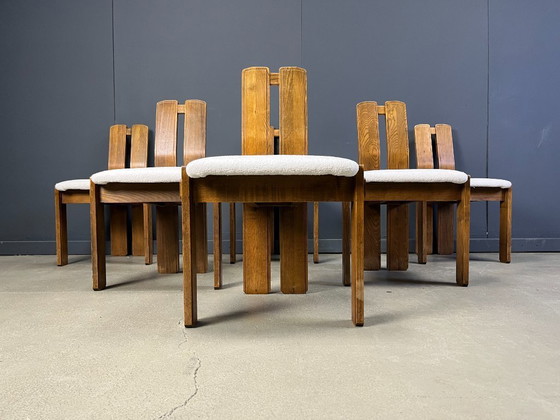 Image 1 of Set di 6 sedie da pranzo brutaliste, anni '60