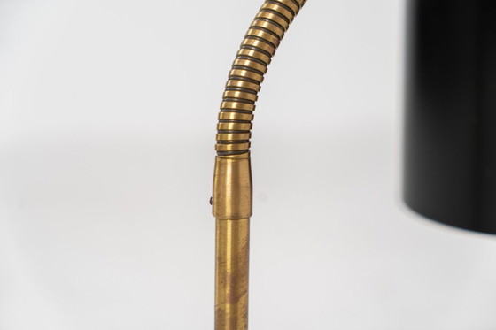 Image 1 of “Beta” table lamp in copper and brass by Jo Hammerborg for Fog & Mørup (Denmark, 1960s).