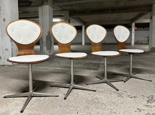 Set aus 4 Vintage-Stühlen aus Bugholz und Palisanderfurnier von Elmar Flötotto, Deutschland 1960