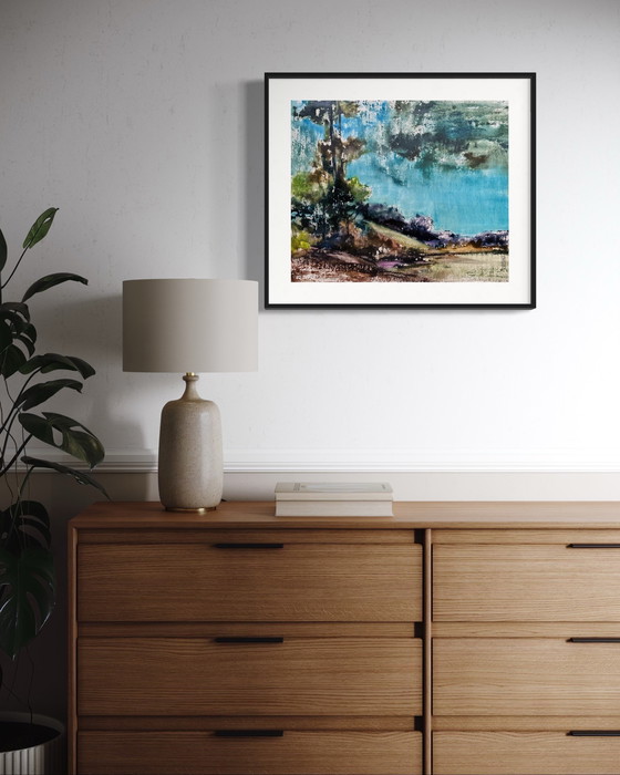 Image 1 of Eugène Eechaut (1928-2019) Aquarelle Paysage, 1985