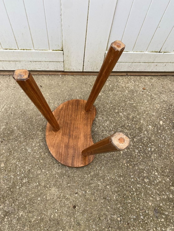 Image 1 of Rustic Brutalist tripod wooden stool 1950