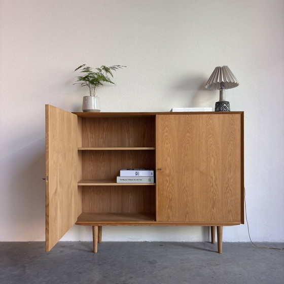 Image 1 of Vintage Danish wall cabinet- highboard oak