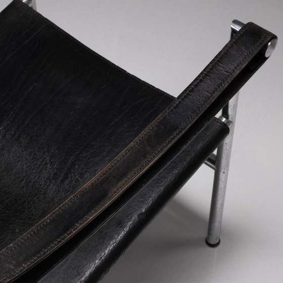 Image 1 of 1x Poltrona à Dossier Basculant (LC1) in pelle nera