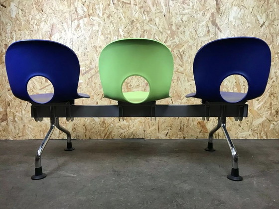 Image 1 of Banc 3 places Paul Barbieri Oliva Rexite 3 places Chaise Banc d'attente Chrome Italy