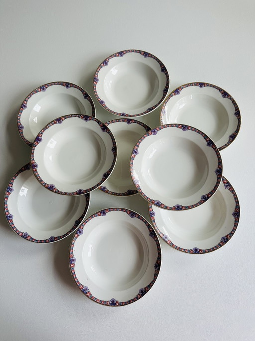 9 Assiettes à dessert Société Céramique Maestricht – servies, Porcelain