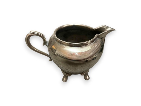 Image 1 of Antieke suiker- en melkkan set in art nouveau stijl uit de jaren 1920, Nederlands, verzilverd, van Daalderop & Sons.