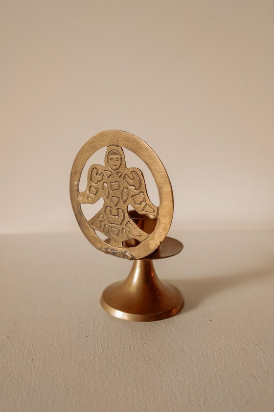 Image 1 of Vintage brass candlestick with angel