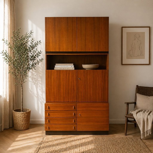Mid Century Teak Systemmöbel – Modulares Schrank- & Regalsystem 1960er – Danish Modern im Stil von Riestenpatt, RT oder Bramin