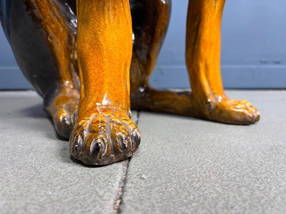 Levensgroot vintage geglazuurd keramisch Doberman-hondenbeeld, jaren 60 – Decoratieve objecten, Ceramic (photo 4 of 9)