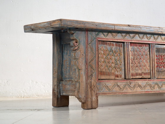 Antique carved and polychrome low sideboard in fir wood – China, circa 1930 – Iron (photo 13 of 40)