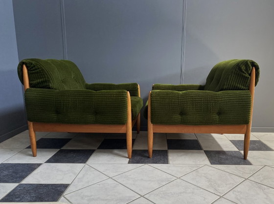 Image 1 of Set van 2 groene relaxstoelen uit de jaren 60