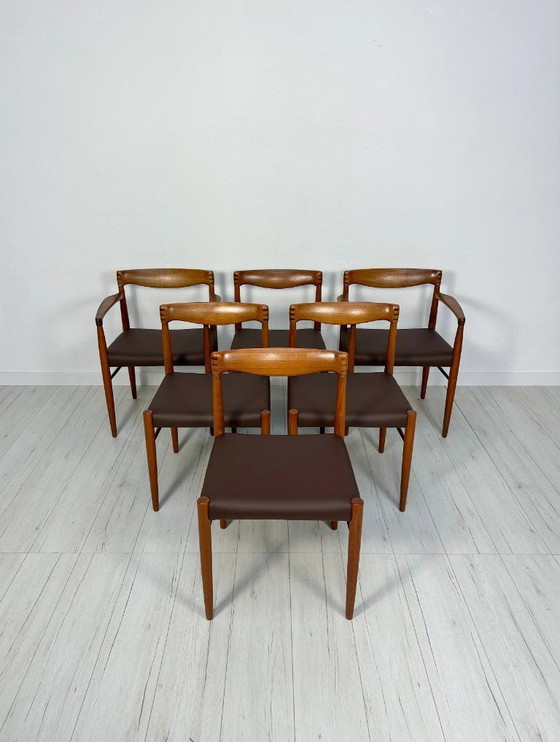 Image 1 of Set di 6 sedie da pranzo vintage danesi in teak di H.W. Klein per Bramin, stile Mid-Century Modern, anni '60.